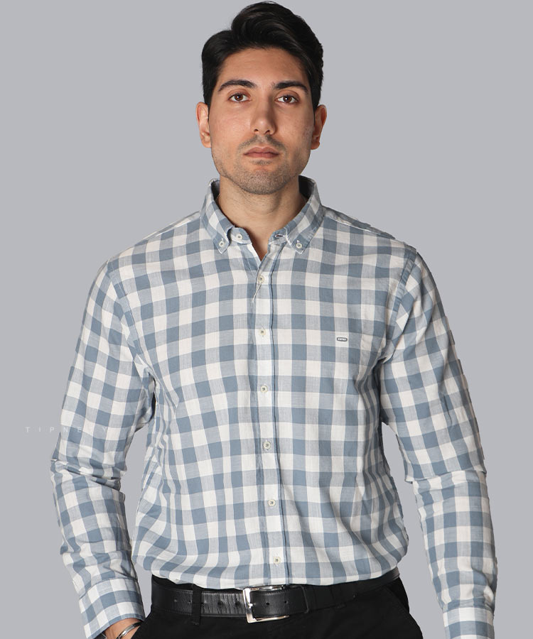 پیراهن مردانه آستین بلند چهارخانه 0918