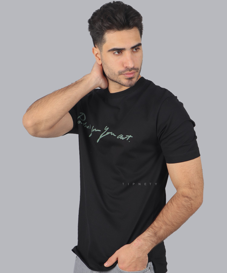                                                                   مشکی سفید تیشرت چاپی 1302  - تصویر 3