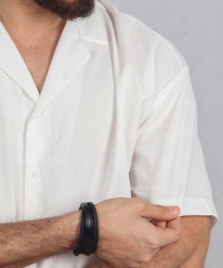                                                                                                                 سفید مشکی کرم پیراهن یقه انگلیسی 1820  - تصویر 6