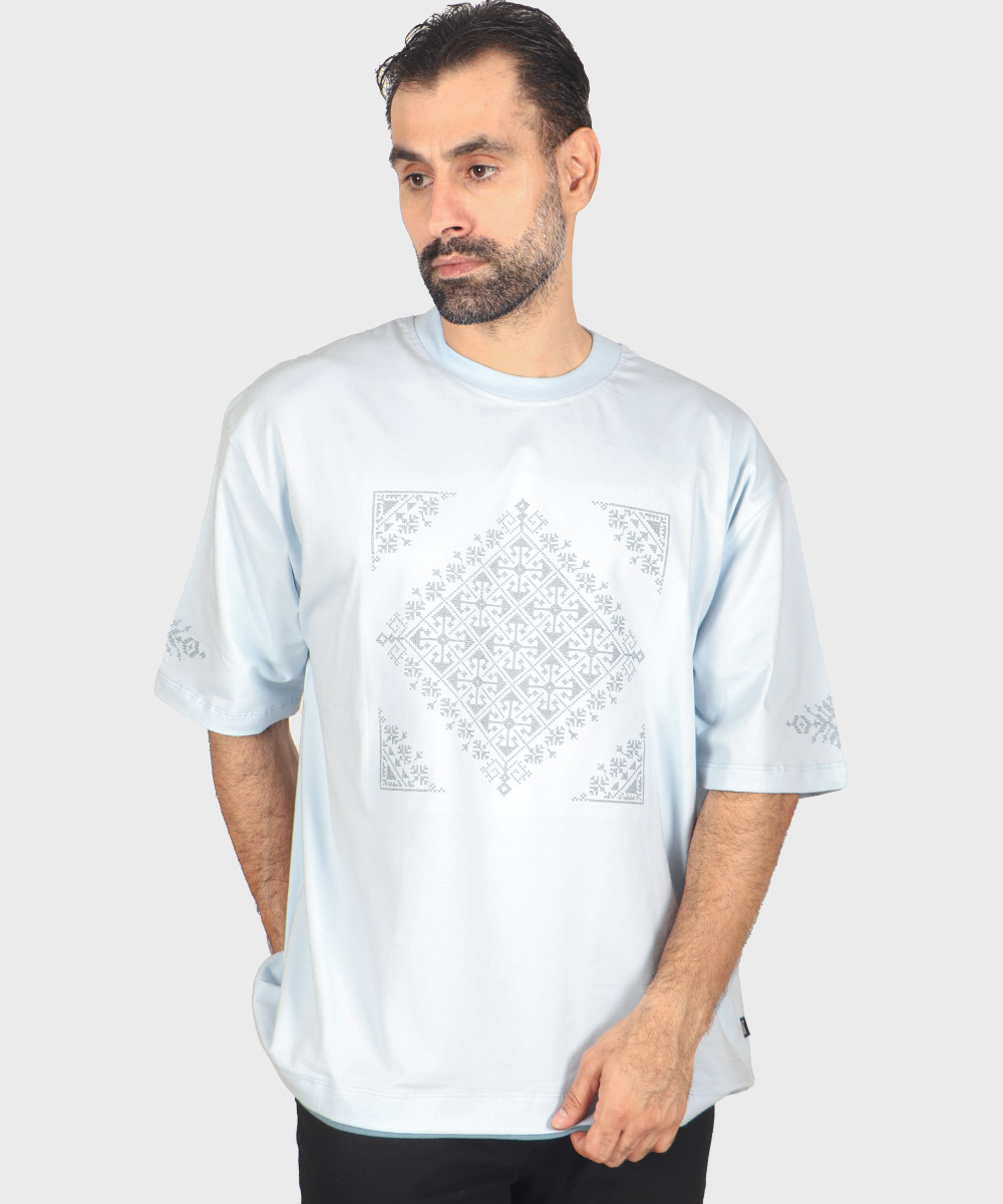           لجنی آبی روشن صدری زرشکی تیشرت لش 1719  - تصویر 3