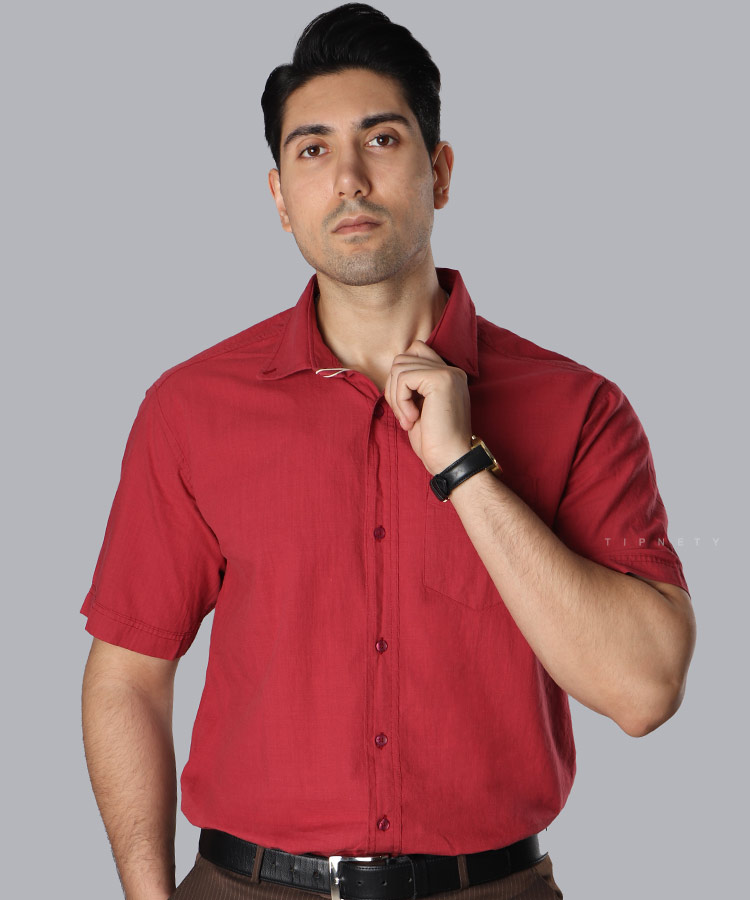 پیراهن آستین کوتاه مردانه ساده مجلسی 4405