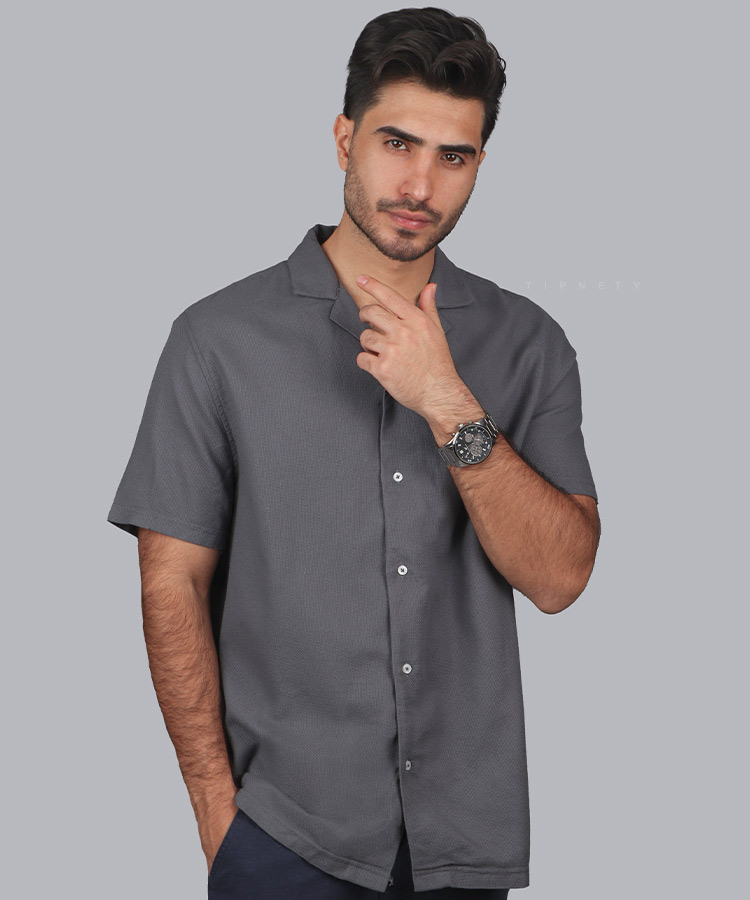 پیراهن یقه انگلیسی مردانه کنفی 5126