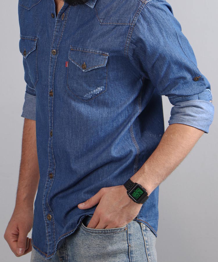پیراهن مردانه آستین بلند جین 0702