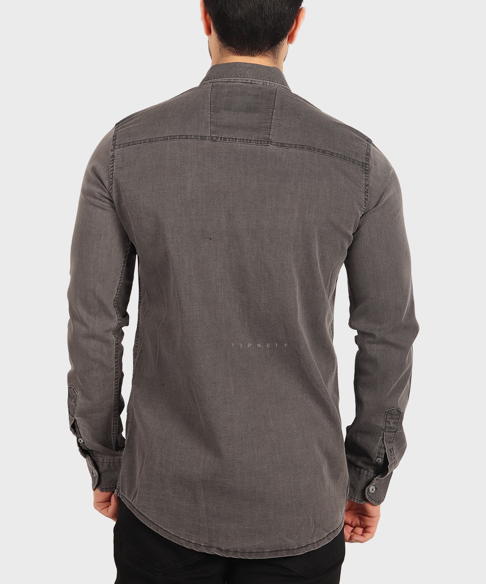                     ذغالی آبی تیره آبی روشن طوسی تیره پیراهن آستین بلند فیت 0776  - تصویر 14