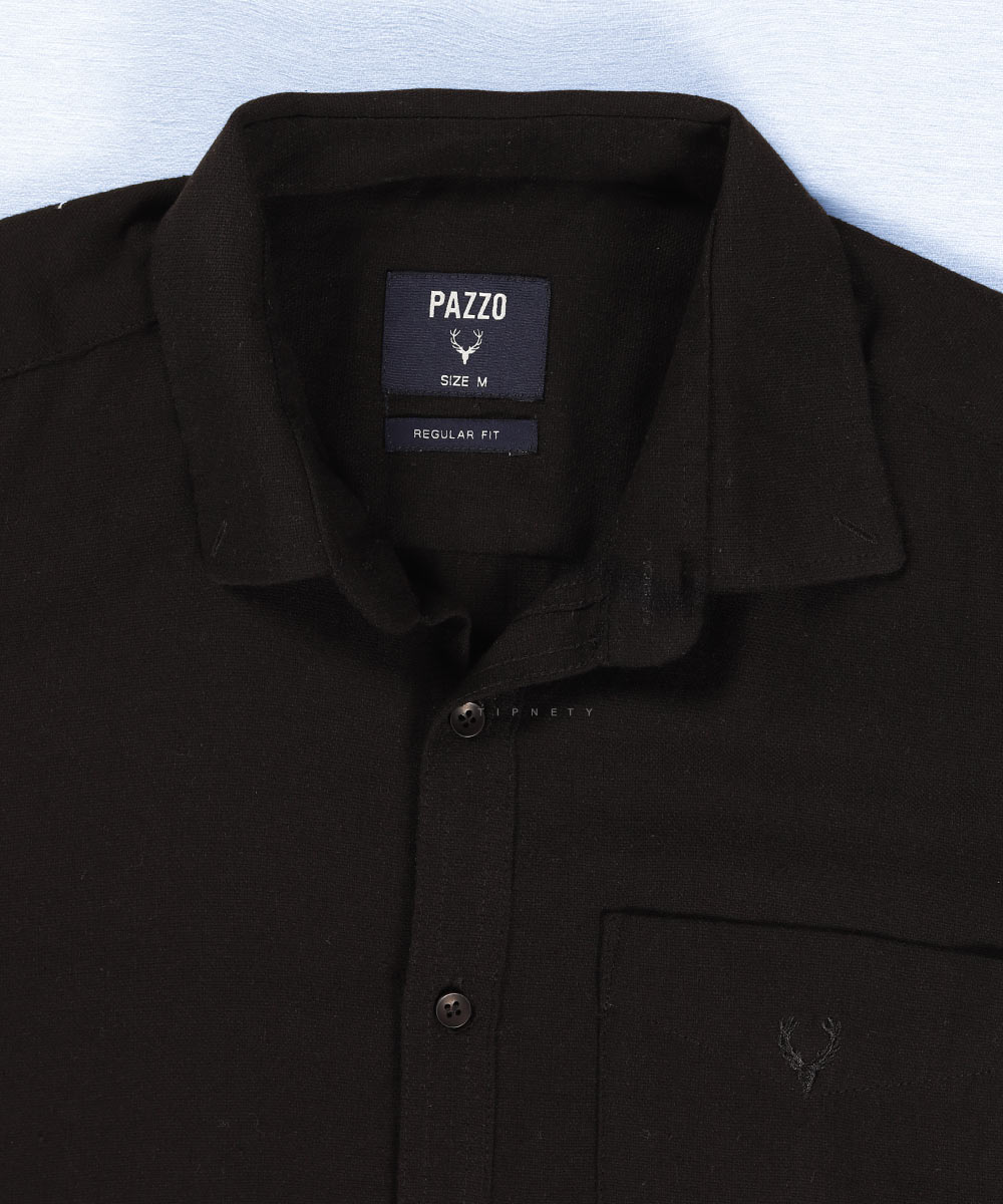 پیراهن مردانه مشکی آستین کوتاه و تک جیب 0101