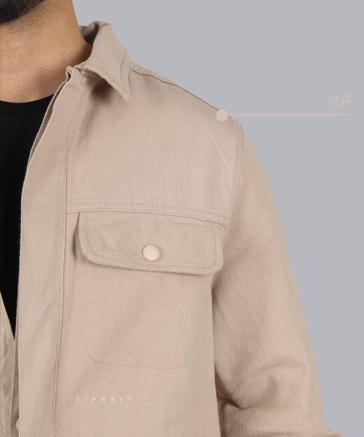                                               سفید کرم زمستانه کت جین 5830  - تصویر 6