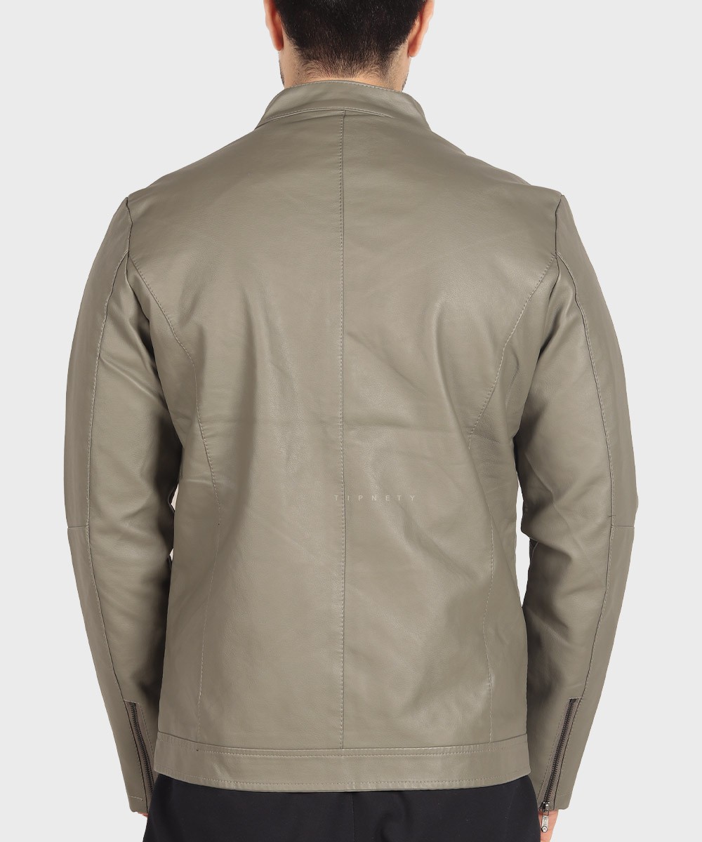 طوسی مشکی استخوانی زمستانه کت چرم 2519  - تصویر 4