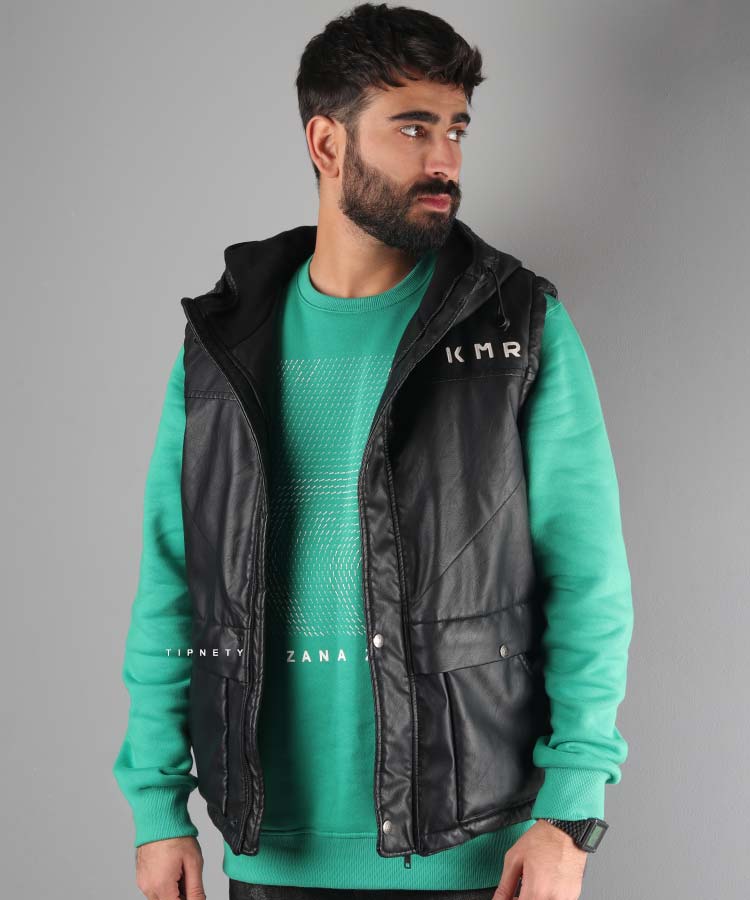 پافر مردانه مشکی و کلاه دار 6665