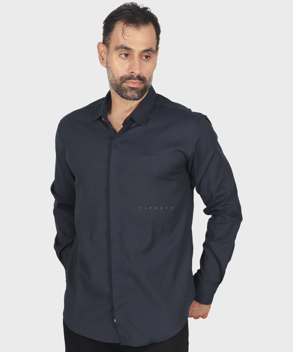                 سورمه ای آبی چرک یشمی پیراهن آستین بلند فیت 0360  - تصویر 5