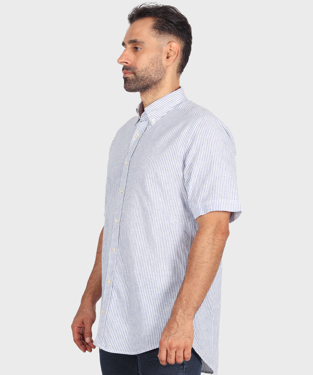     آبی پیراهن آستین کوتاه کلاسیک 1883  - تصویر 3