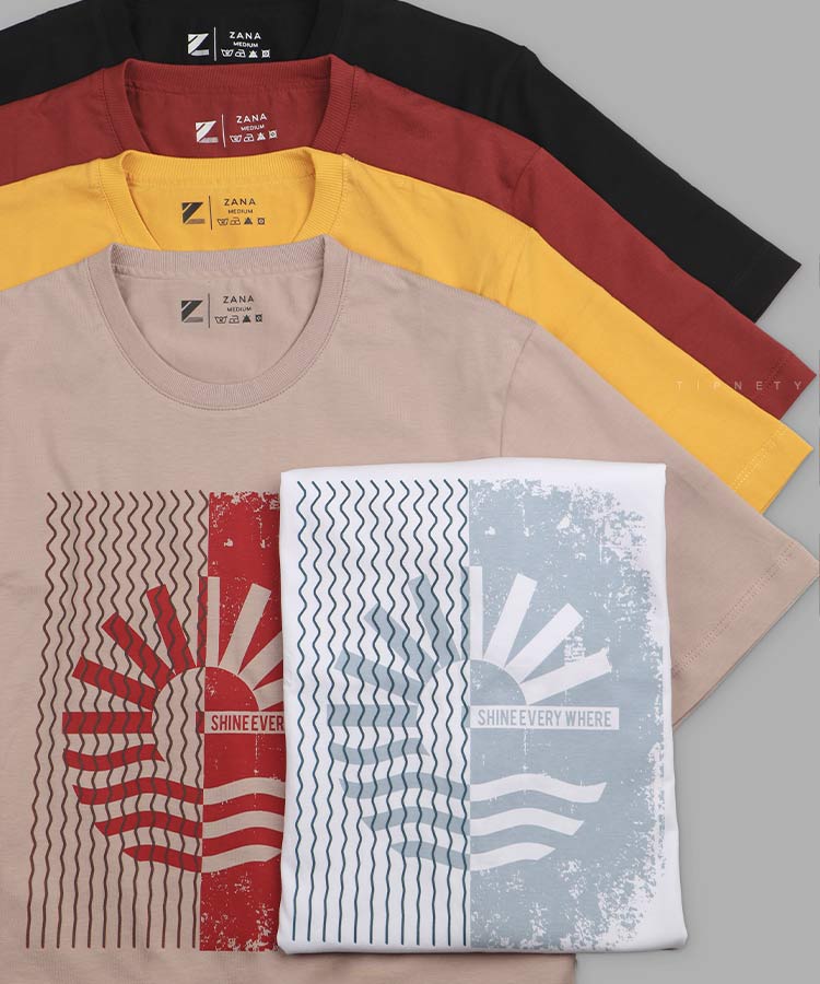                                                                                                                                     سفید زرد دودی مسی مشکی تیشرت چاپی 1134  - تصویر 4