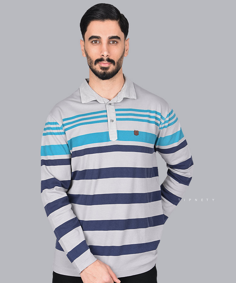 تیشرت یقه دار مردانه آستین بلند 1396