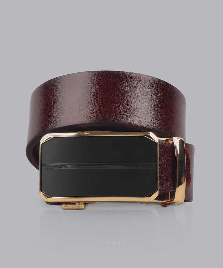 کمربند ریلی مردانه قهوه ای مستطیلی 3249