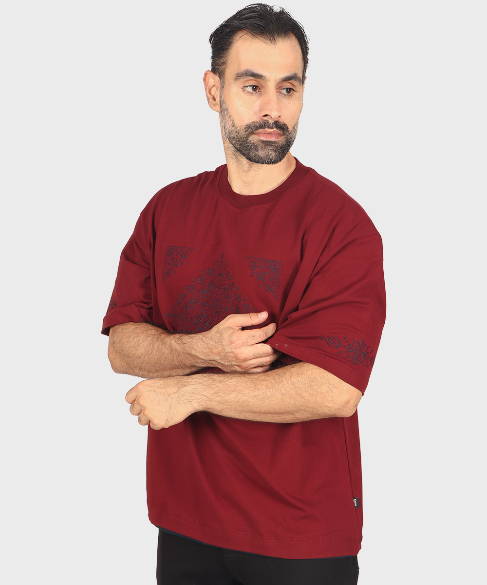           لجنی آبی روشن صدری زرشکی تیشرت لش 1719  - تصویر 10