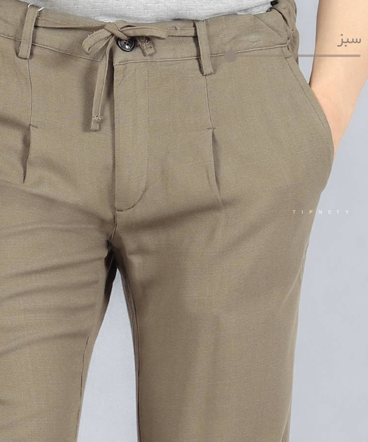                                                                                                                               خاکی استخوانی زیتونی سبز کرم سفید مشکی لجنی شلوار پارچه ای لینن 0072  - تصویر 12