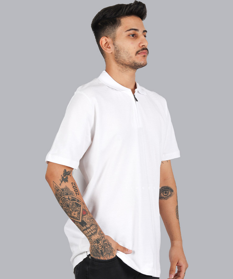                                                                                                 سبز ملانژ سورمه ای سفید مشکی تیشرت یقه دار 0563  - تصویر 4