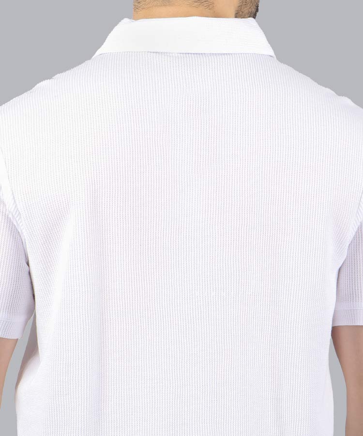                                                                                                     نسکافه ای سفید نوک مدادی سورمه ای تیشرت یقه دار 1685  - تصویر 12