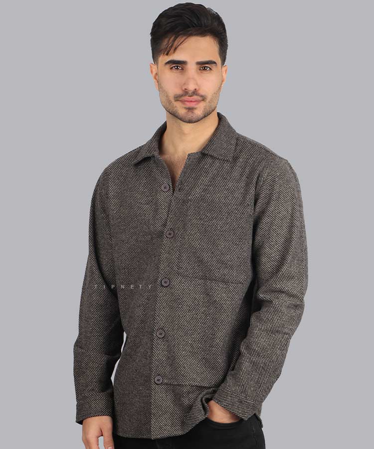 پیراهن مردانه کتان ذغالی 2032