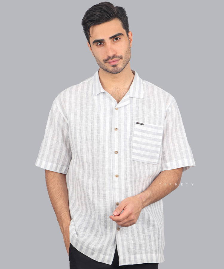 پیراهن یقه انگلیسی مردانه راه راه 0864