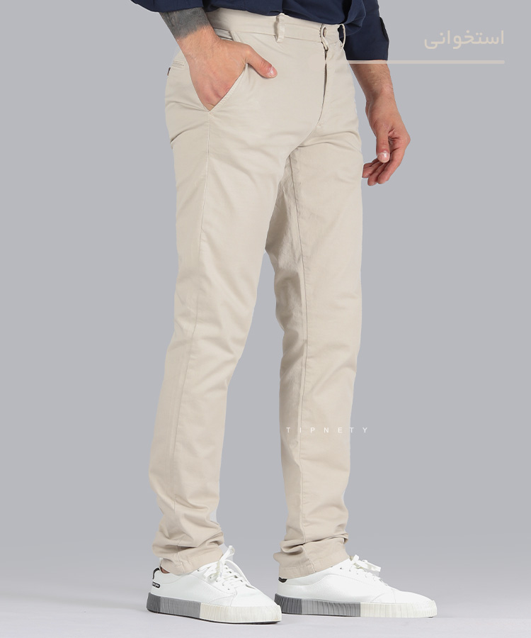                         استخوانی شلوار کتان راسته 1011  - تصویر 3