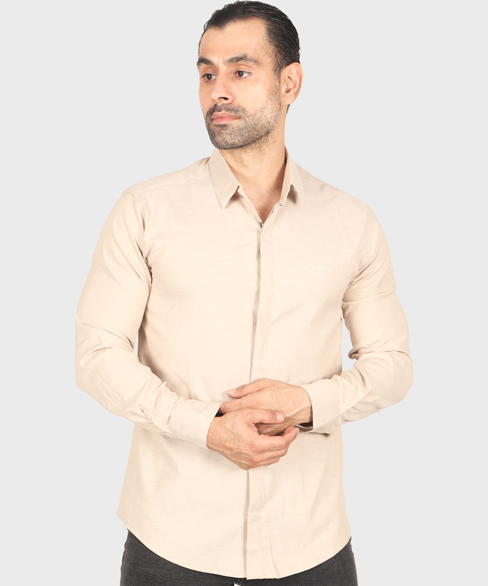                           یشمی کرم شکلاتی لجنی پیراهن آستین بلند فیت 0370  - تصویر 9