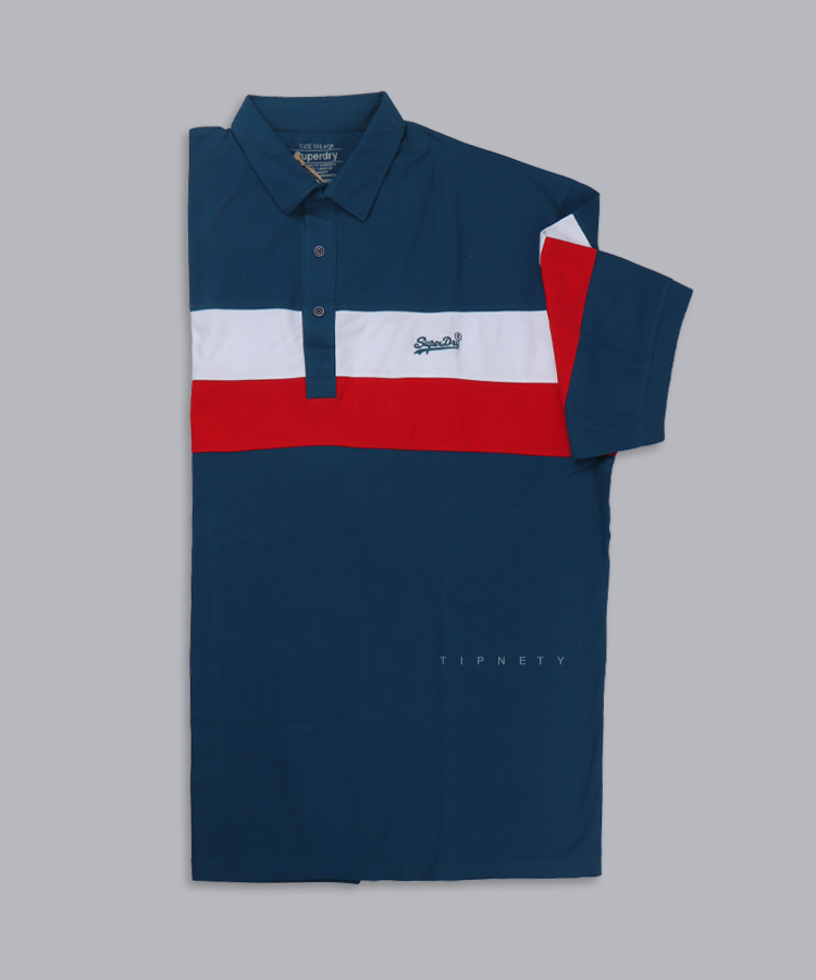 تیشرت یقه دار سایز بزرگ مردانه آبی 5305