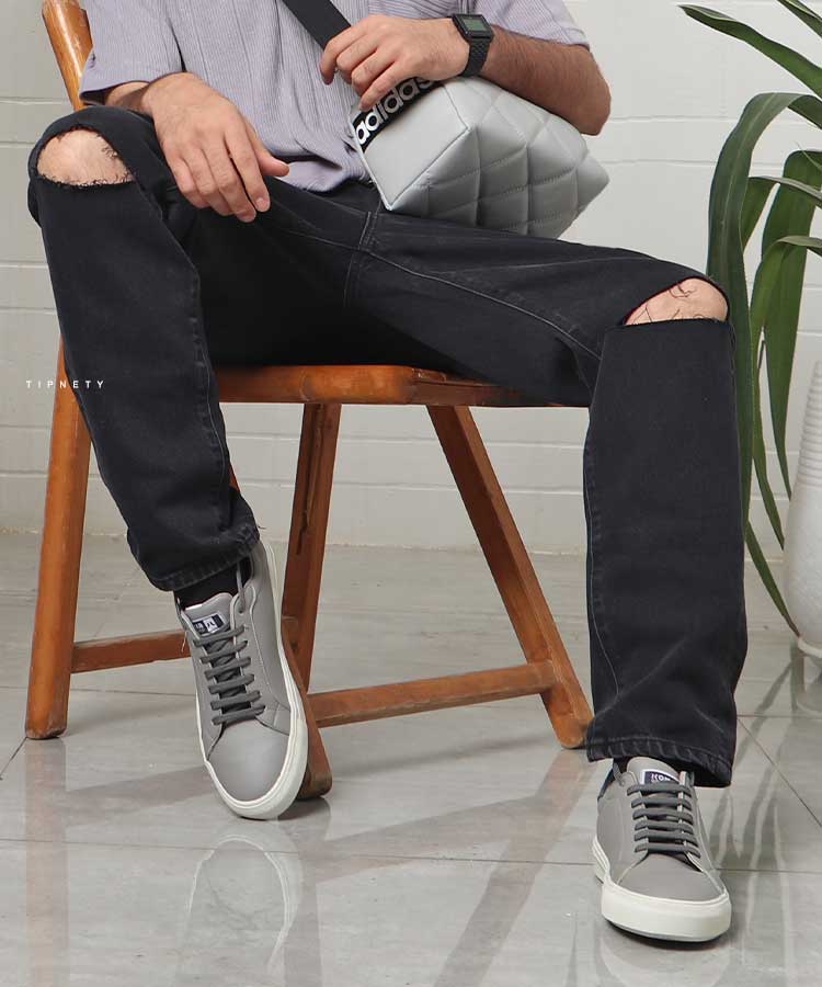 شلوار جین مام فیت مردانه زاپ دار 0144