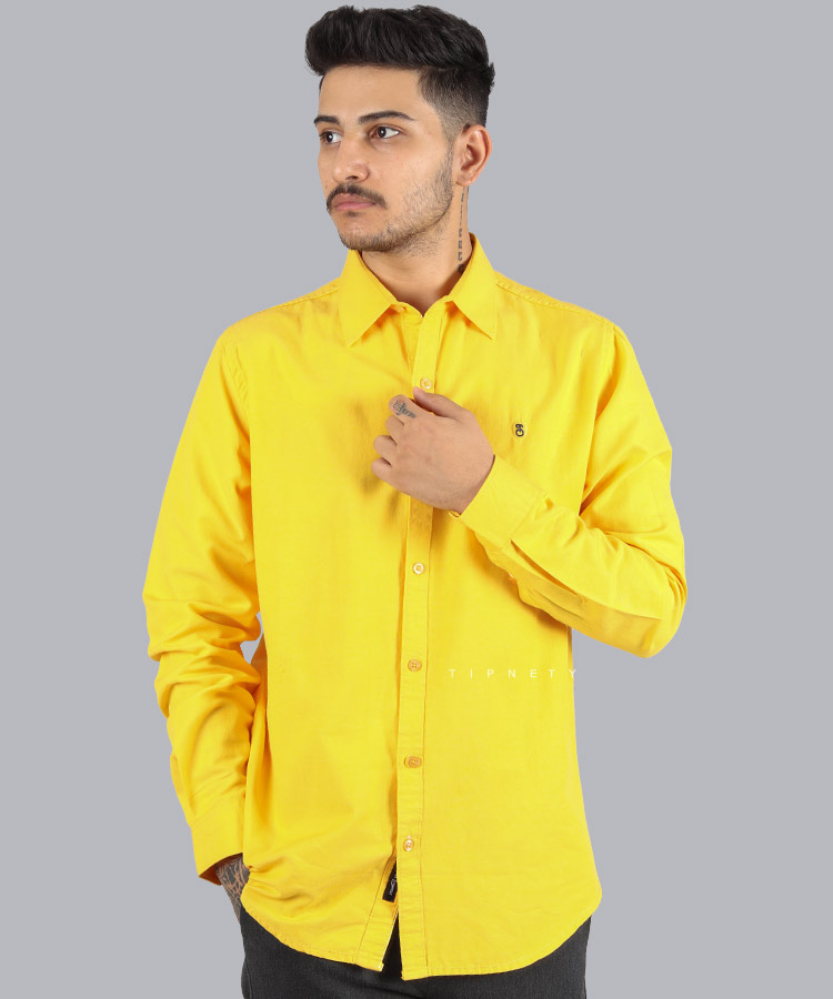 پیراهن مردانه آستین بلند زرد 2411