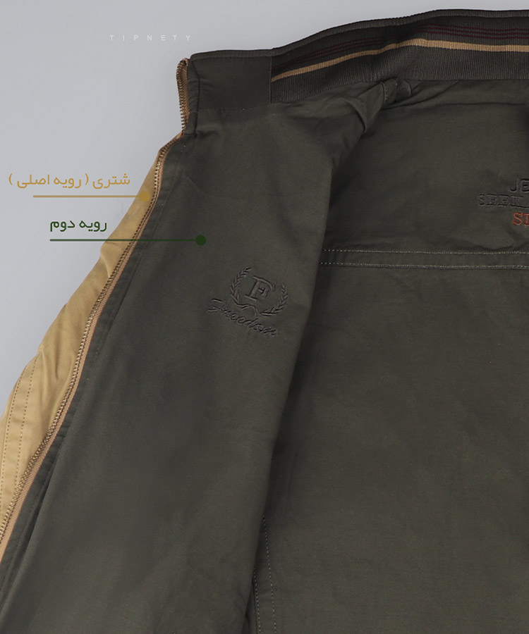                                                                                                     کرم شتری سبز مشکی زمستانه کت کتان 9822  - تصویر 13