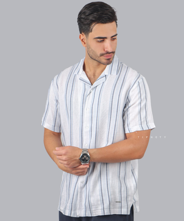 پیراهن یقه انگلیسی مردانه کنفی 1258