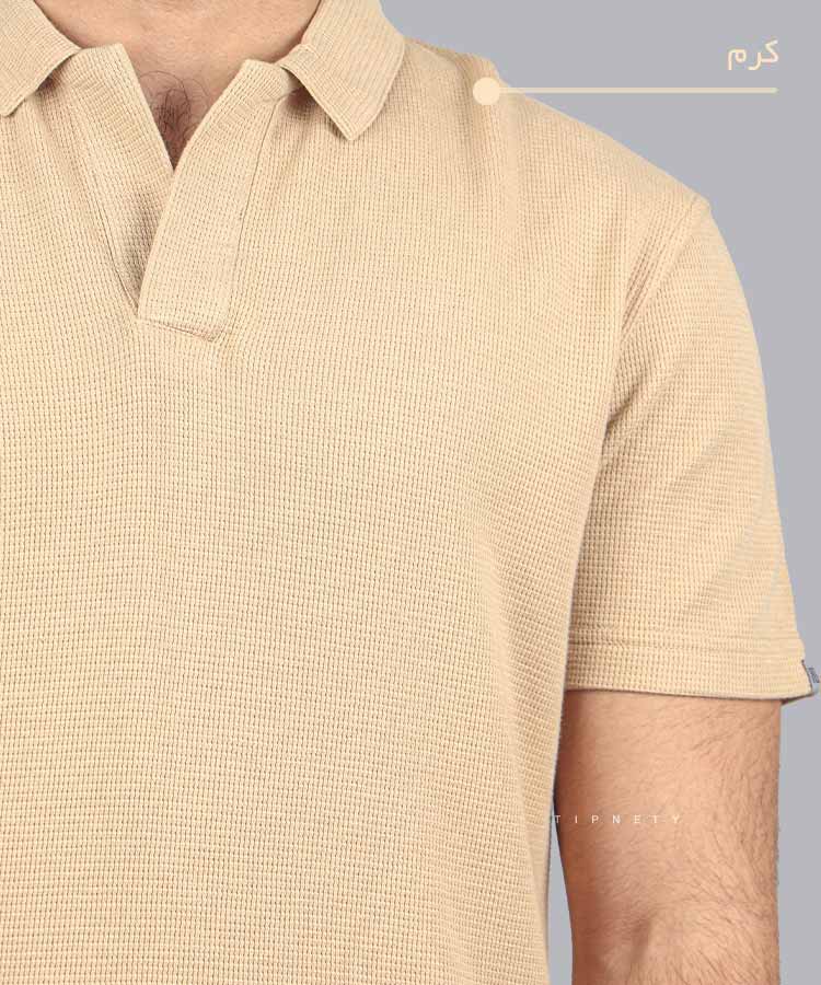                               دودی کرم قهوه ای صدری تیشرت یقه دار 3205  - تصویر 6