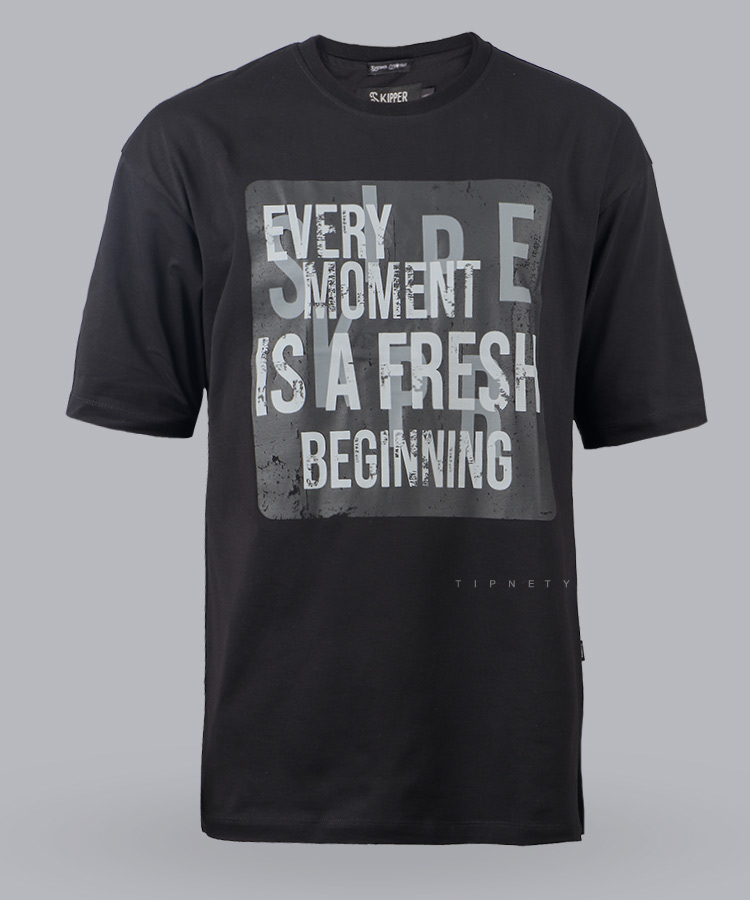 تیشرت لش مشکی طرح دار مردانه 1584