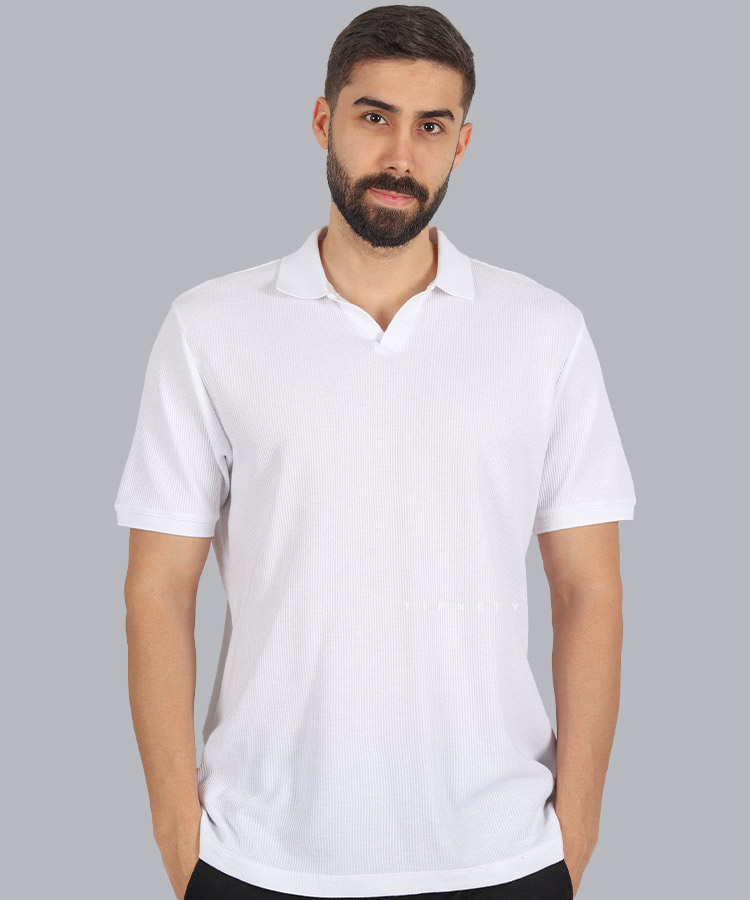                                                                       دودی سورمه ای ملانژ سبز سفید تیشرت یقه دار 0560  - تصویر 3