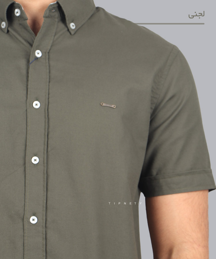                                                                                                 سورمه ای آبی روشن لجنی سبز سفید پیراهن آستین کوتاه فیت 5318  - تصویر 9