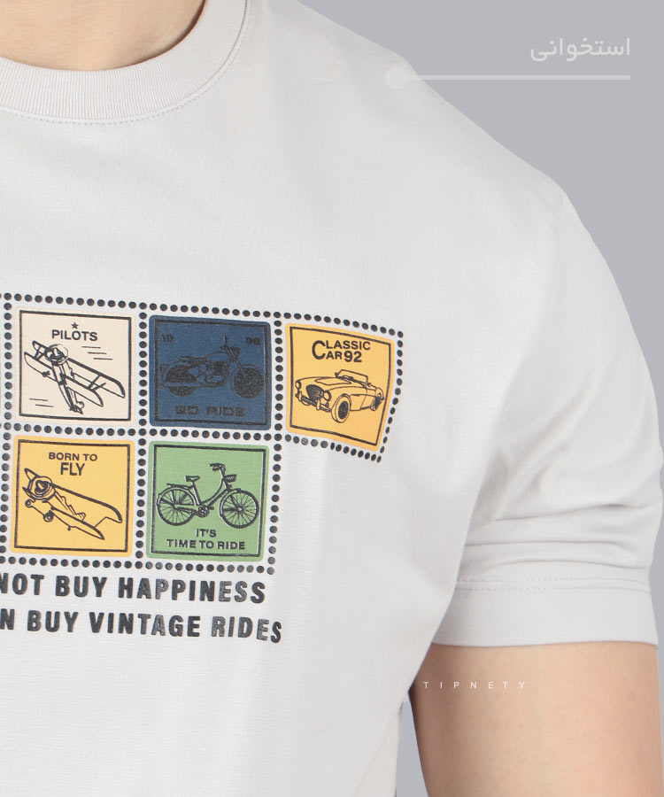                                                 سورمه ای استخوانی تیشرت چاپی 1385  - تصویر 5