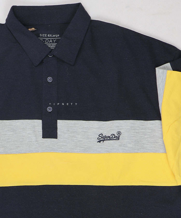 تیشرت یقه دار سایز بزرگ مردانه زرد 5311