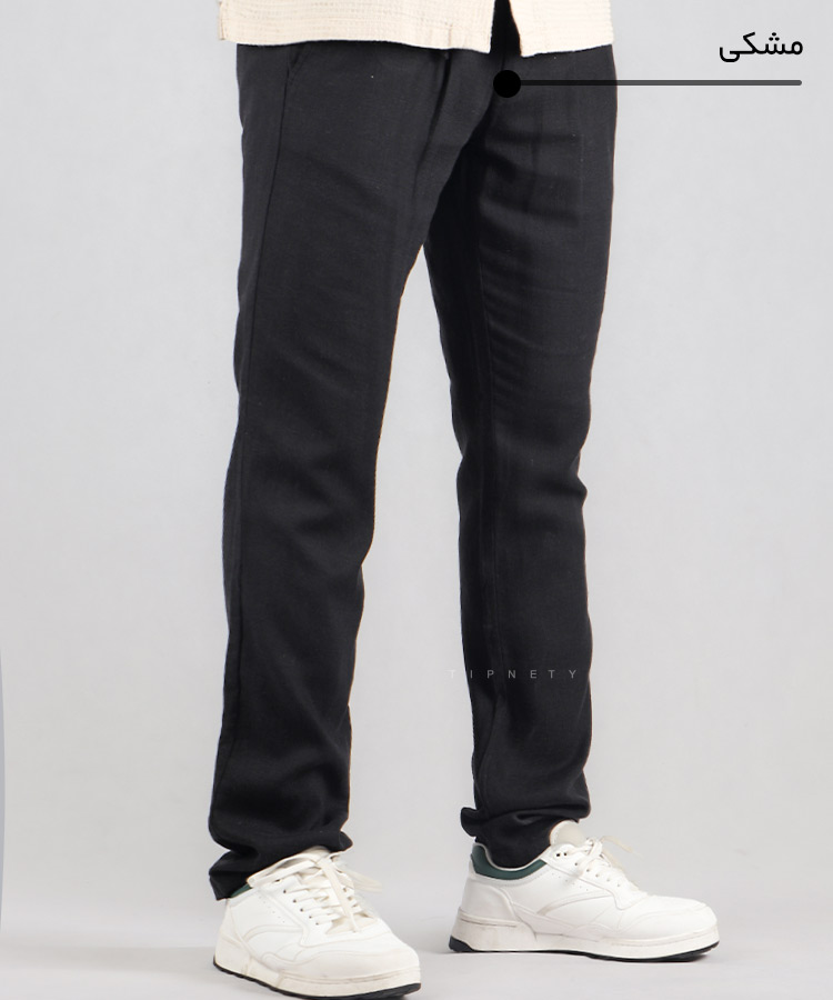                                                                                                                                           کرم صدری استخوانی زیتونی مشکی شلوار پارچه ای لینن 0071  - تصویر 5