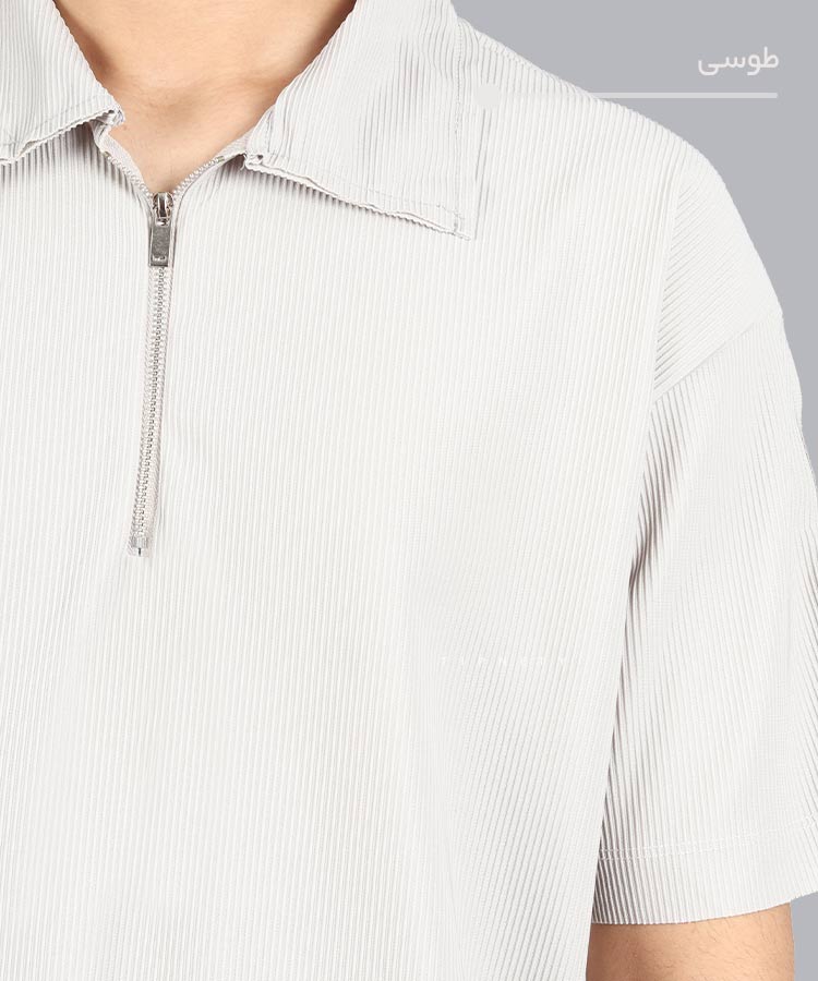                                                                                                                                 کرم سفید مشکی کله غازی قهوه ای صدری طوسی تیشرت یقه دار 1703  - تصویر 3