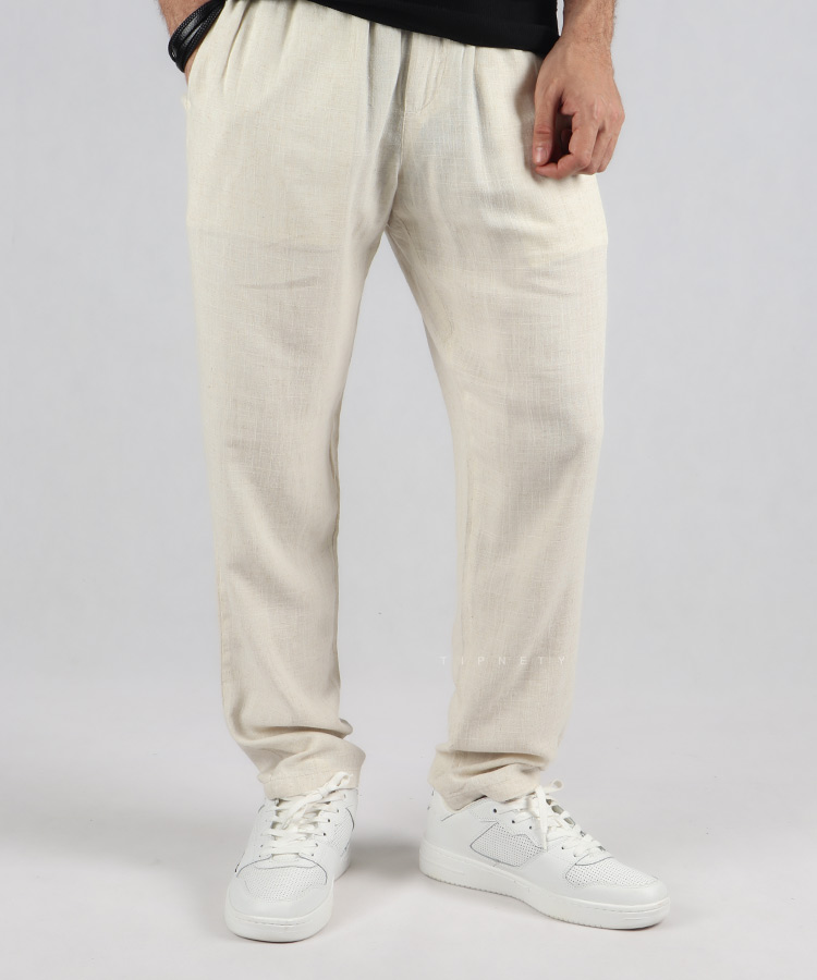                                                                                                                                                         کرم استخوانی زیتونی مشکی سورمه ای شلوار پارچه ای لینن 0060  - تصویر 8