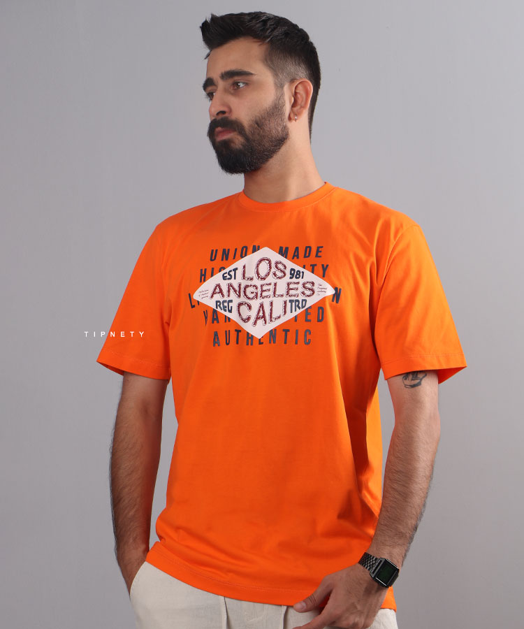                                                                                                                                                   مشکی سبز نارنجی صدری سفید تیشرت چاپی 1189  - تصویر 6