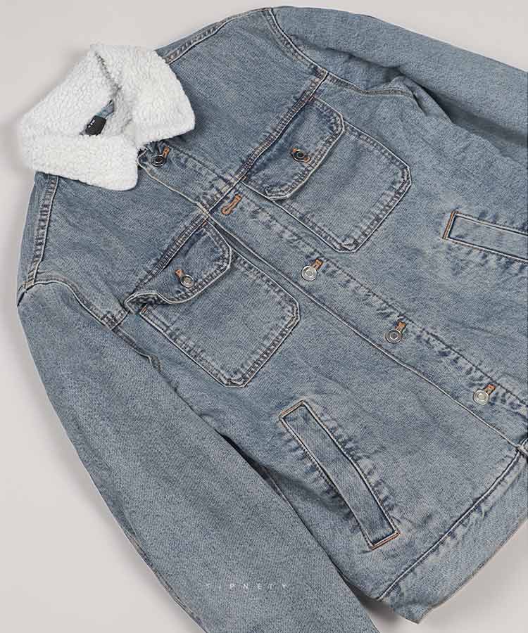                                                       ذغالی آبی زمستانه کت جین 6401  - تصویر 6