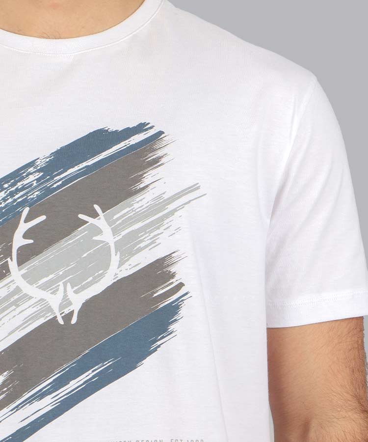                                                                                                                                             لجنی سفید ملانژ قرمز       تیشرت چاپی 0439  - تصویر 4