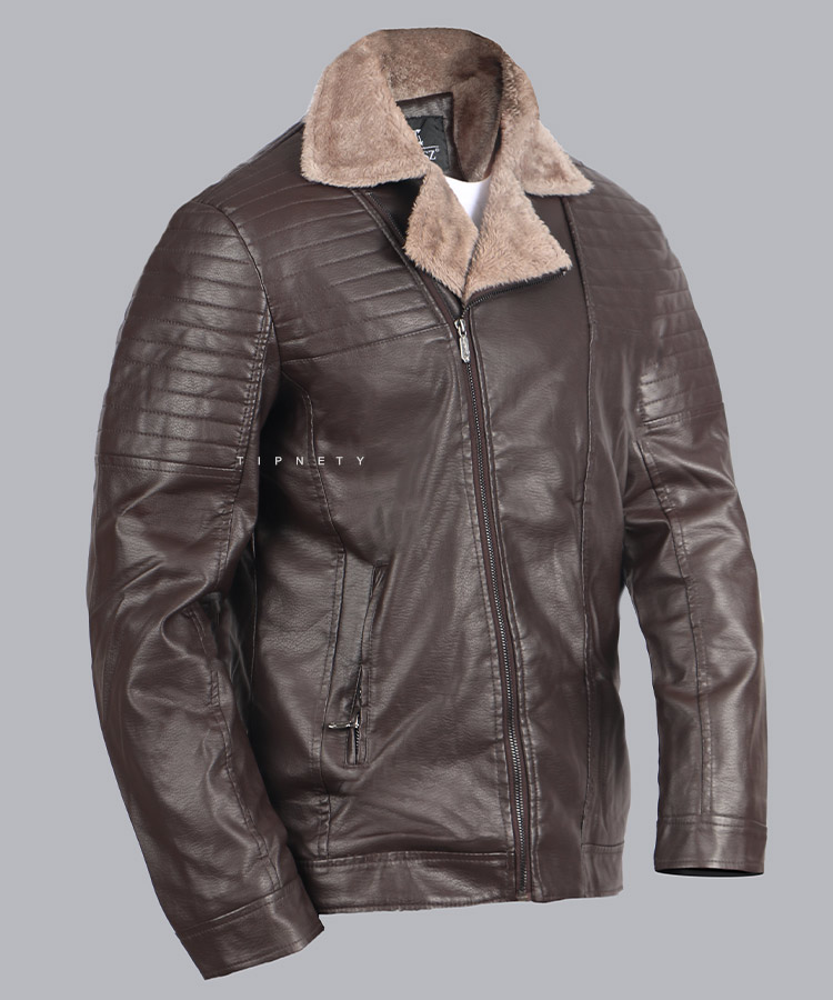 کت چرم مردانه یقه خزدار 2252