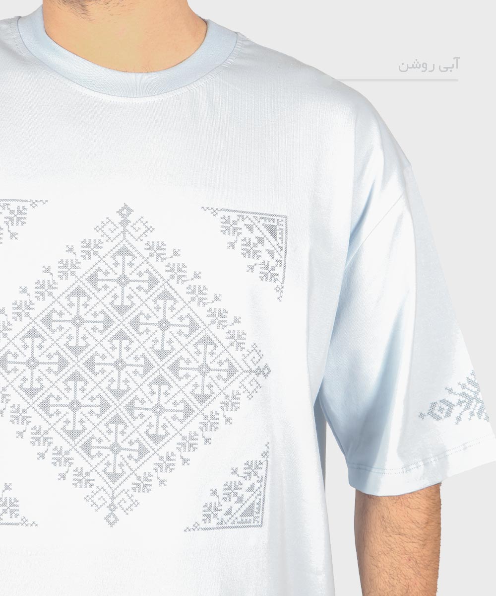           لجنی آبی روشن صدری زرشکی تیشرت لش 1719  - تصویر 7