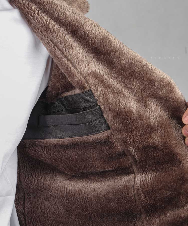                                                                                                                 عسلی قهوه ای مشکی زمستانه کت چرم 2265  - تصویر 9