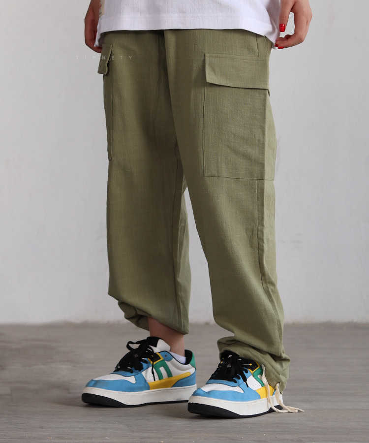                                                                                                                                                                                         کرم مشکی سبز   شلوار پارچه ای لینن 0346  - تصویر 5