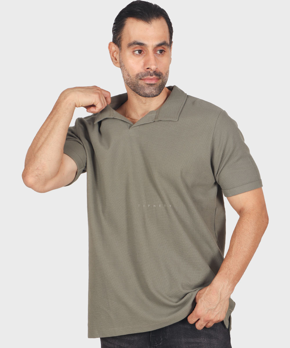                                     کرم روشن سورمه ای دودی صدری خاکی یشمی آبی روشن مشکی تیشرت یقه دار 1741  - تصویر 4