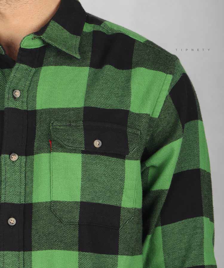 پیراهن مردانه سبز و مشکی چهارخانه 4182