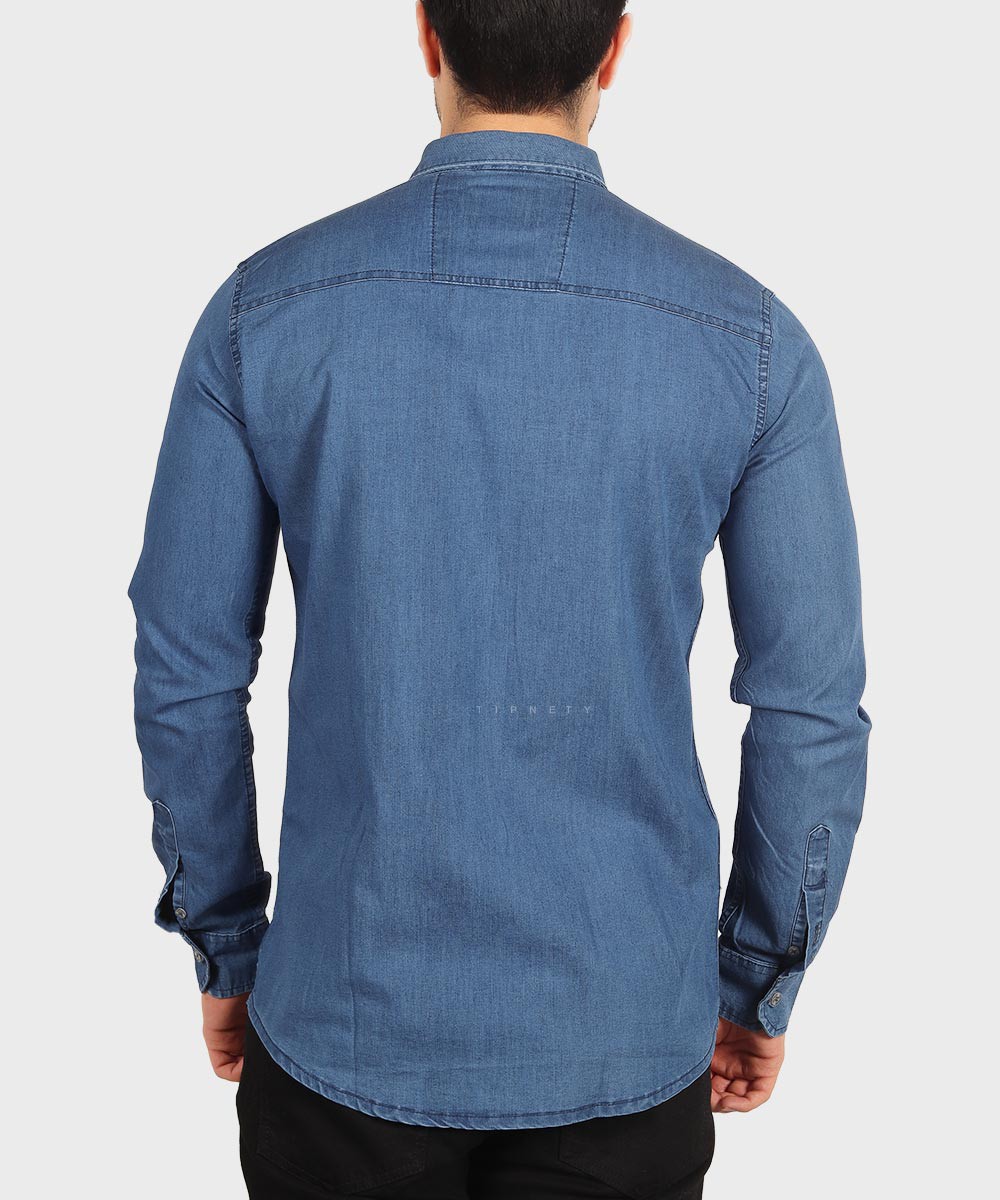                     ذغالی آبی تیره آبی روشن طوسی تیره پیراهن آستین بلند فیت 0776  - تصویر 7