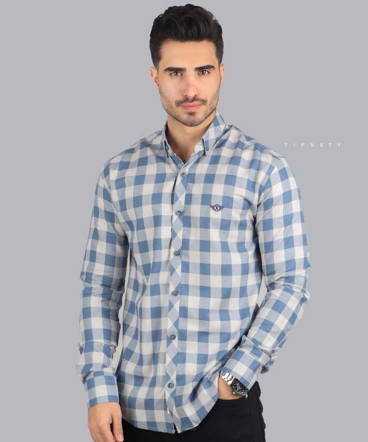 پیراهن مردانه آستین بلند چهارخانه 0515